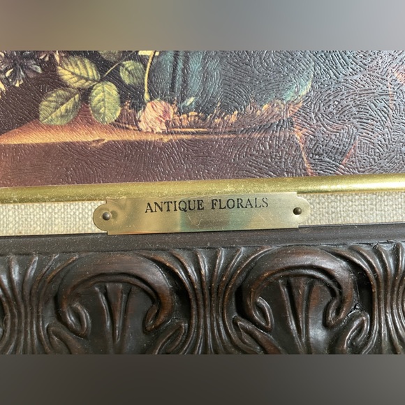 Vintage MCM Art Print "Antique Florals" Still Life in Elaborate Vintage Frame - Picture 4 of 9